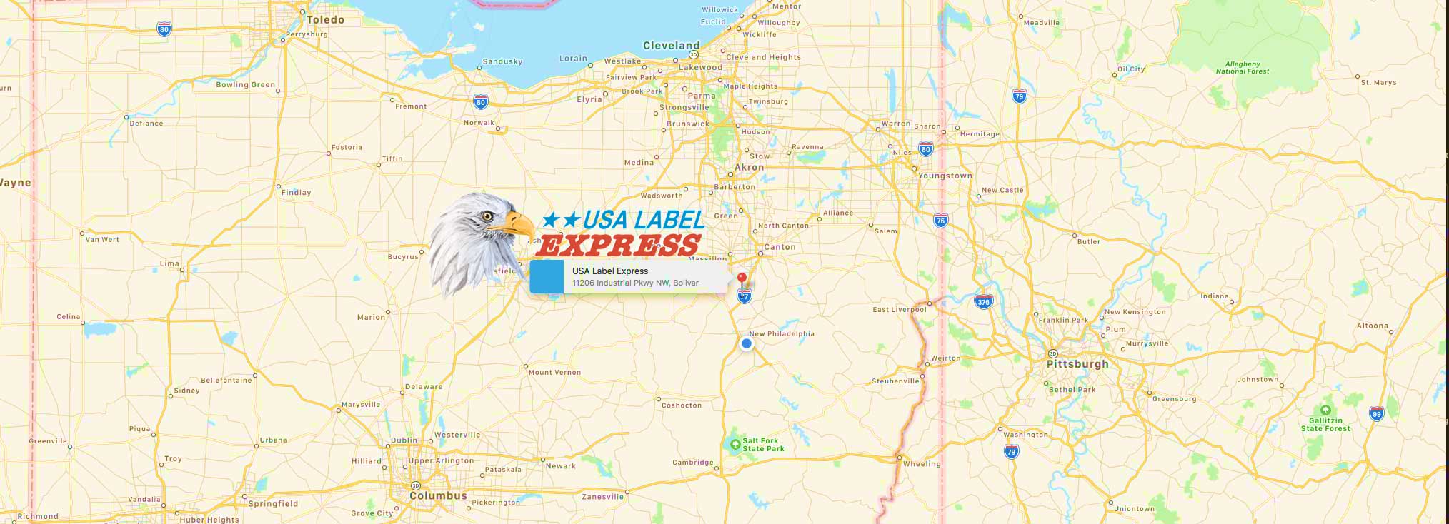 map and location of USA Label Express